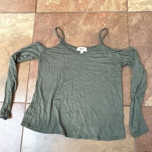 Olive green cold shoulder long sleeve top